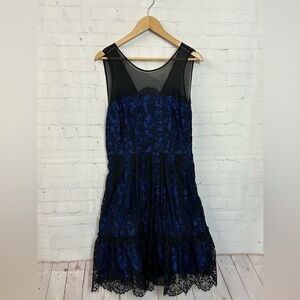 Moulinette Soeurs Black and Blue Lace Midi Dress